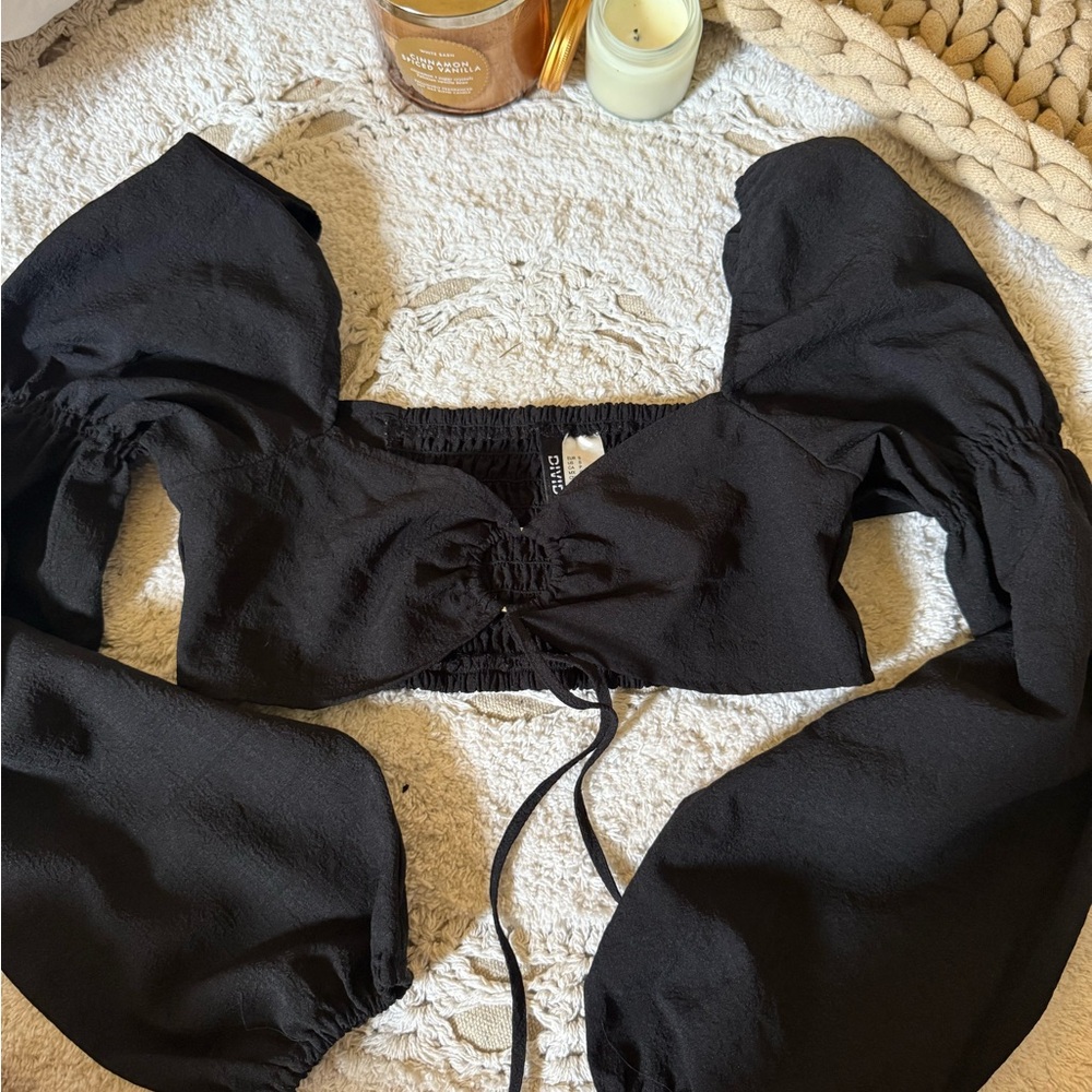 Elegant Black Puff Sleeve Top